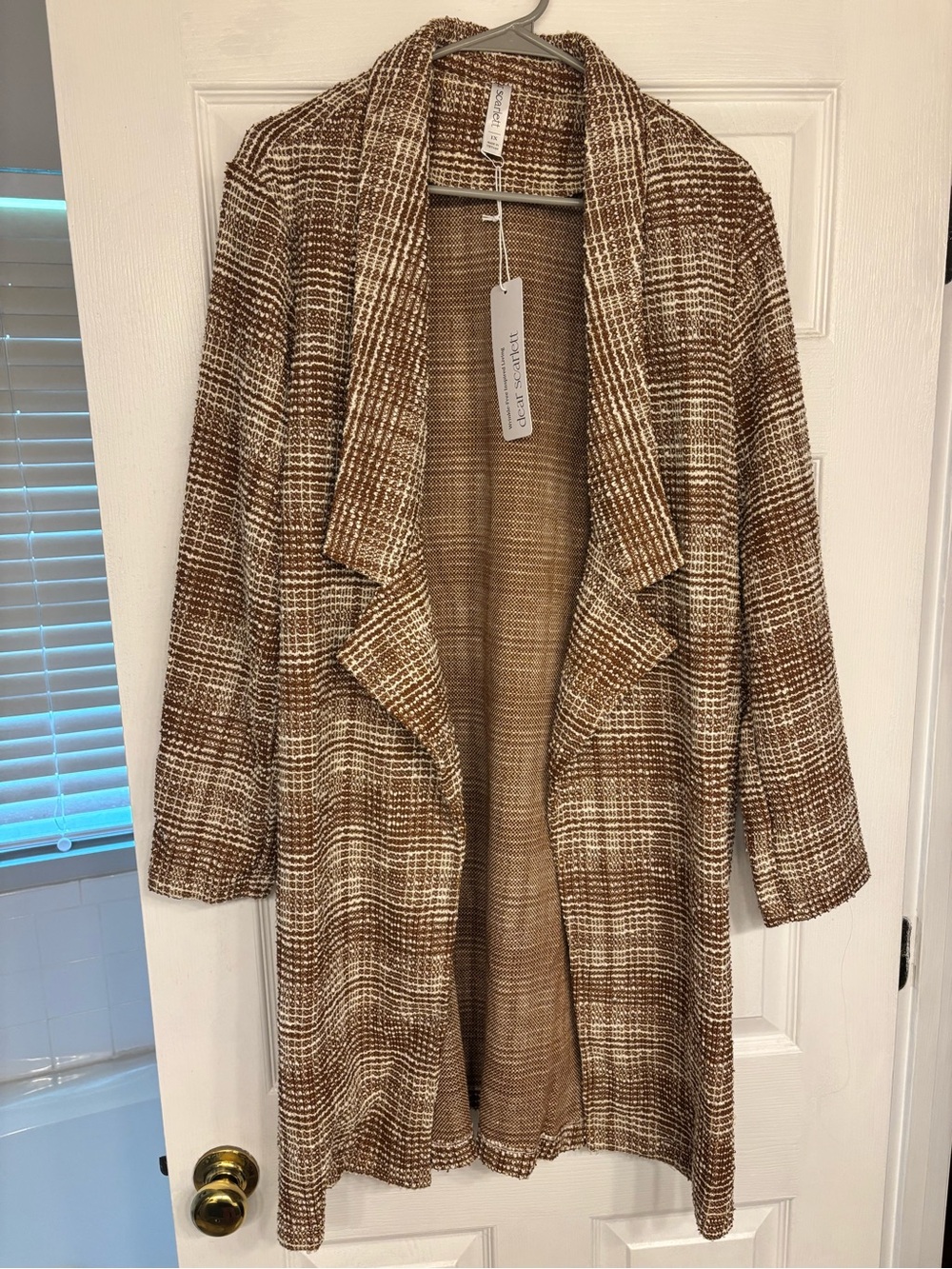 Scarlett Brown & Cream Open-Front Trench Coatigan